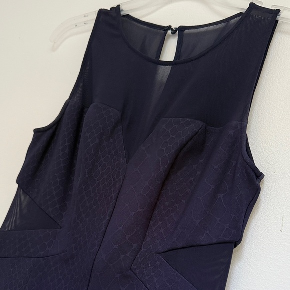 Elegant sheer dark navy blue Sleeveless Dress - Picture 2 of 5